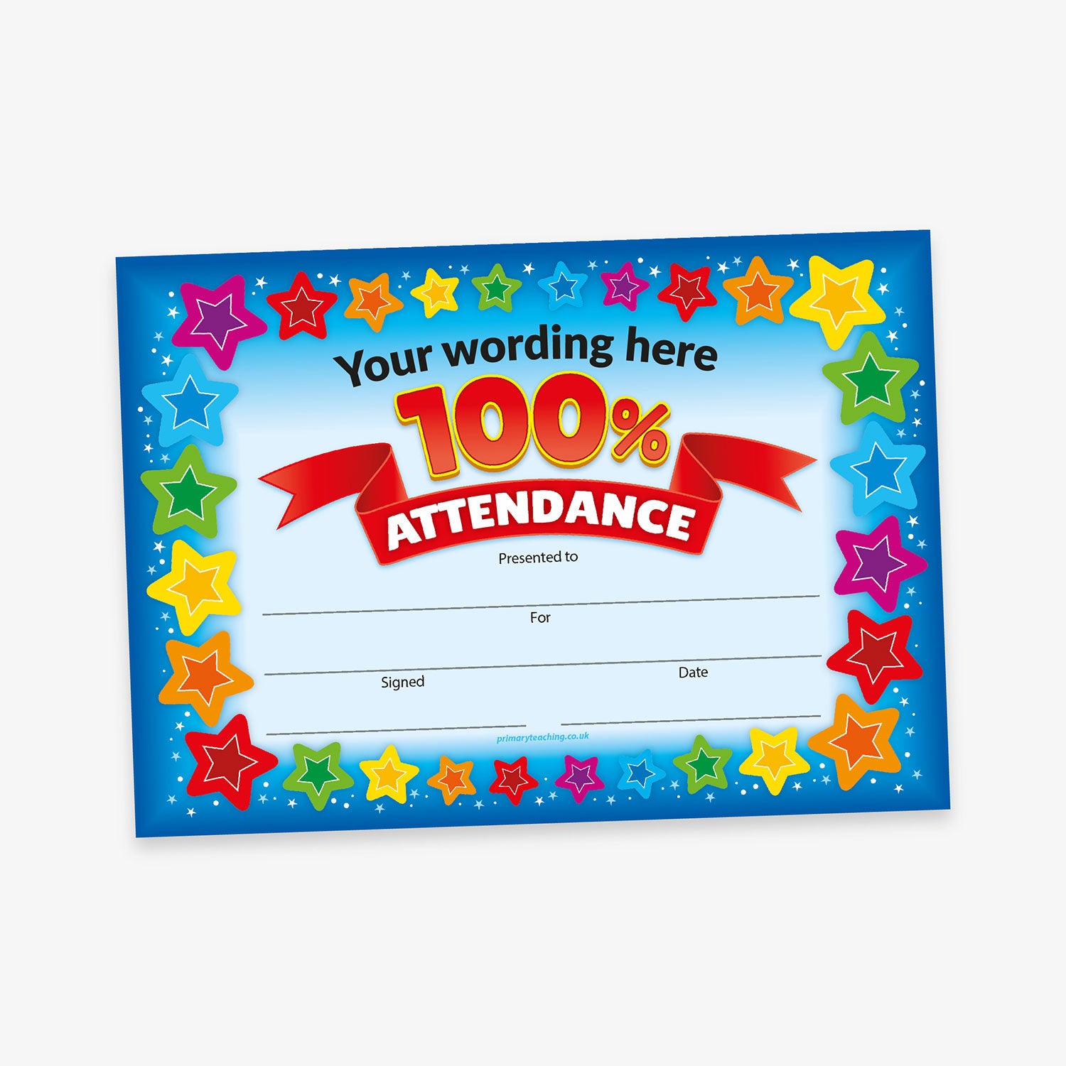 Personalised 100% Attendance Certificate | A5 | Rewards personalised-100-attendance-certificate-a5-rewards