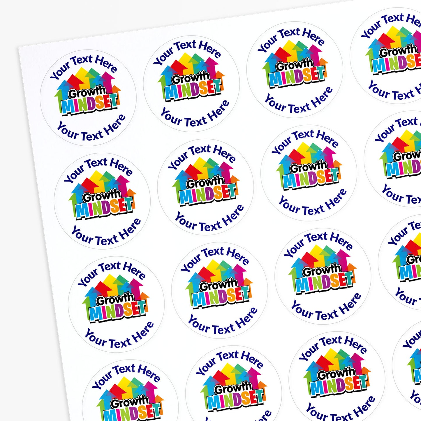 35 Personalised Growth Mindset Stickers - 37mm