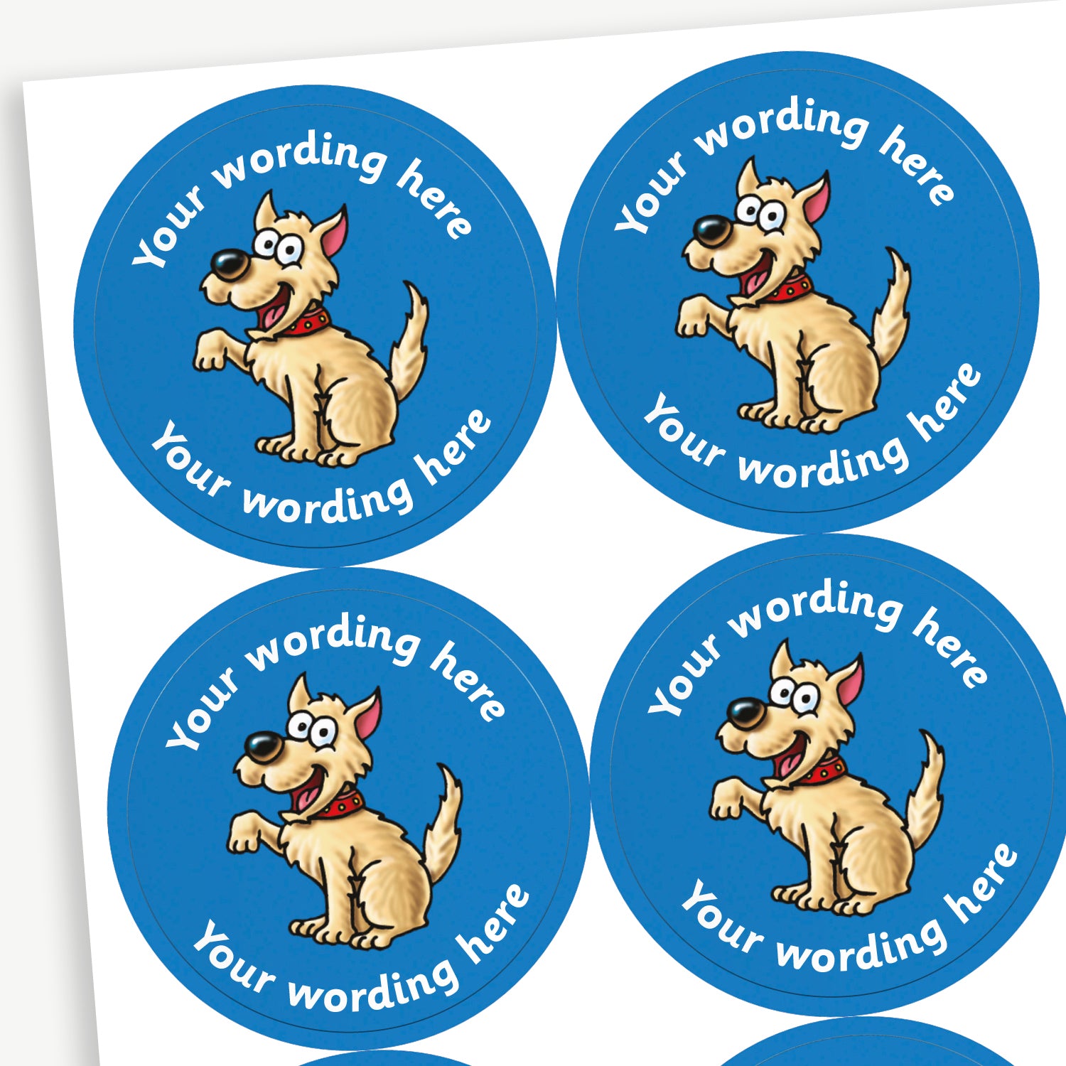 Personalised Friendly Dog Stickers 35 per sheet 37mm