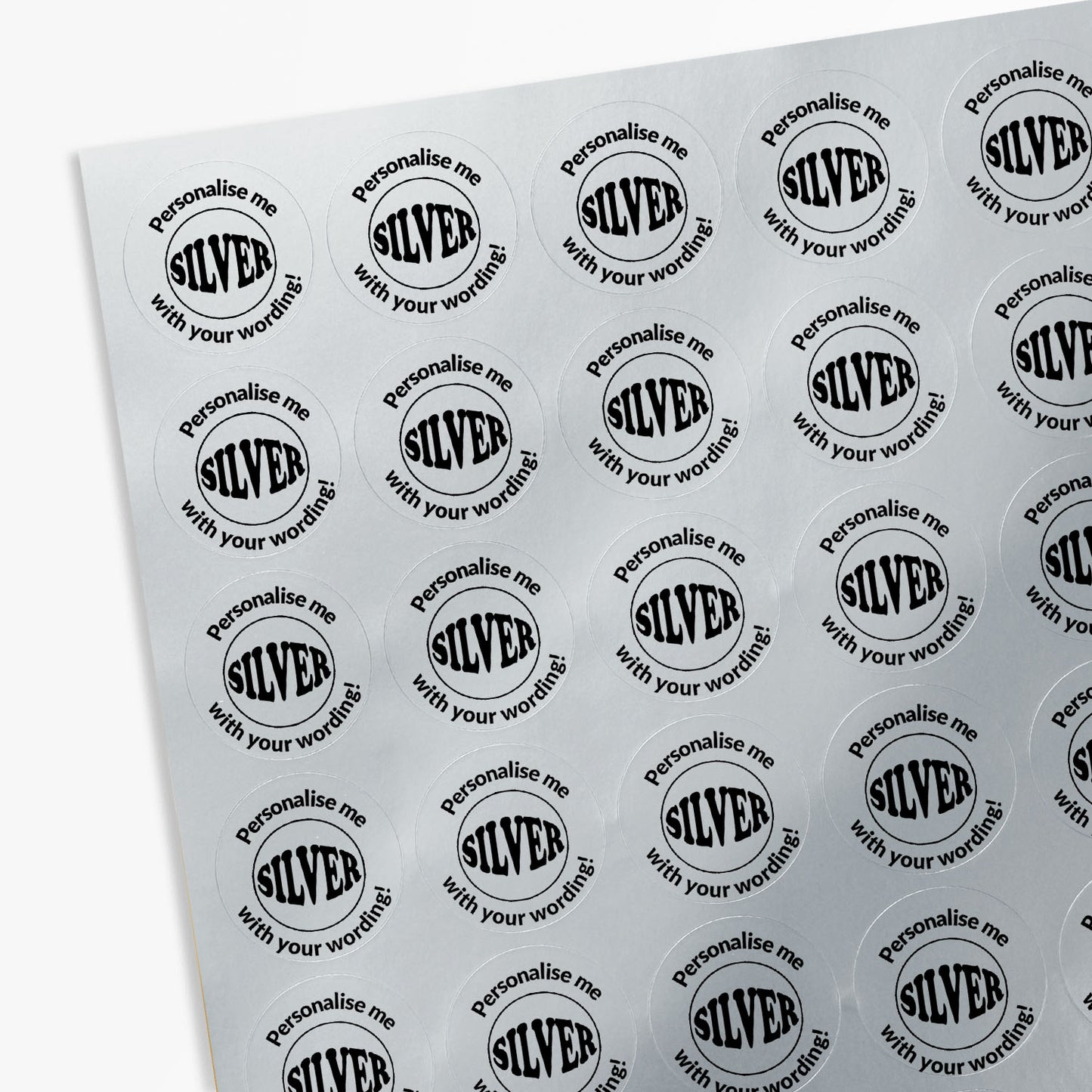 Personalised Metallic Silver Stickers - 25mm