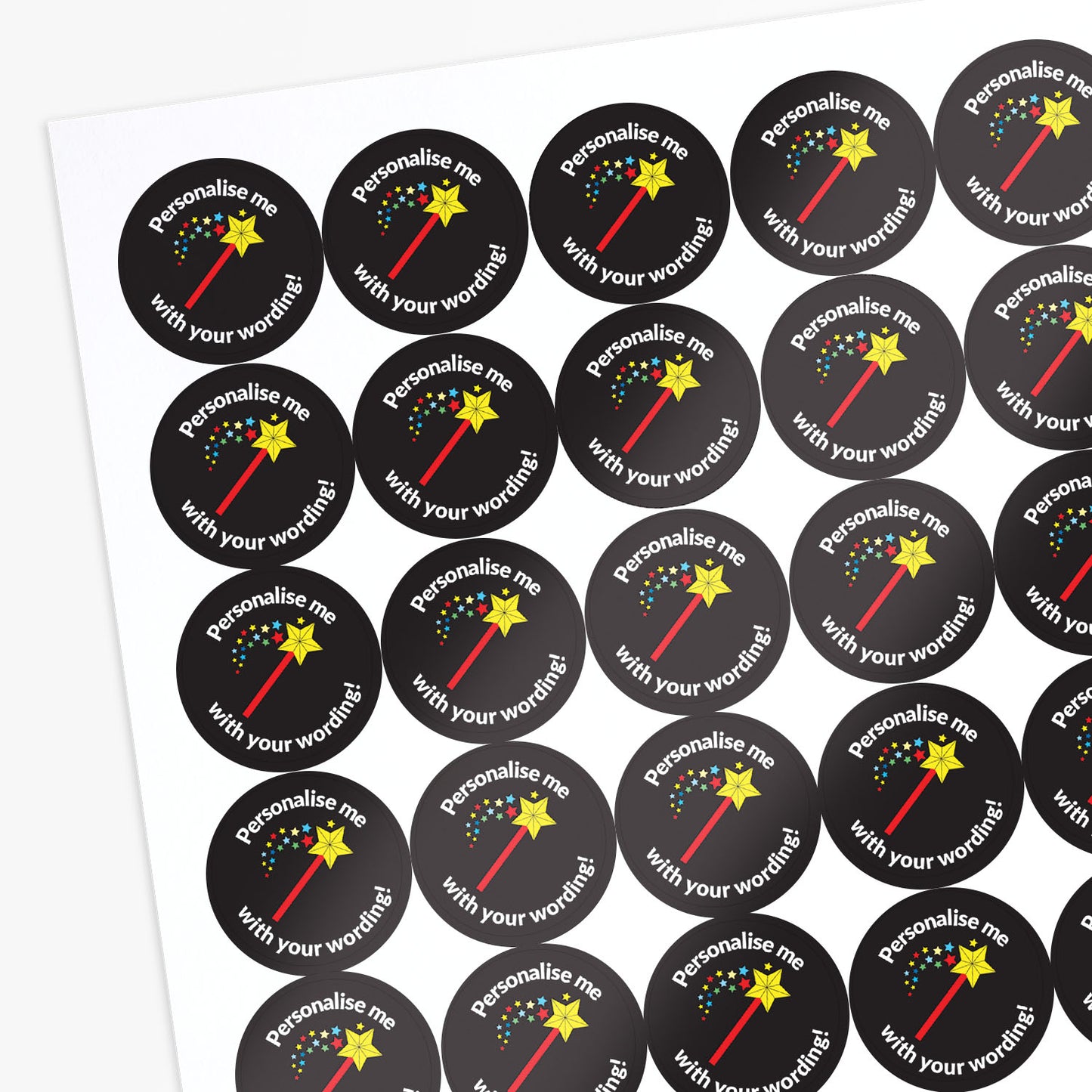 70 Personalised Wand Stickers - 25mm
