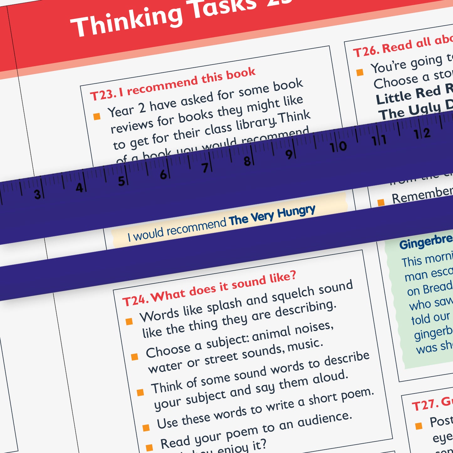 15cm blue ruler to block off extraneous text with clear window size of 5mm x 149mm is optimised for wording up to 14pt text size positioned over a page of a workbook.
