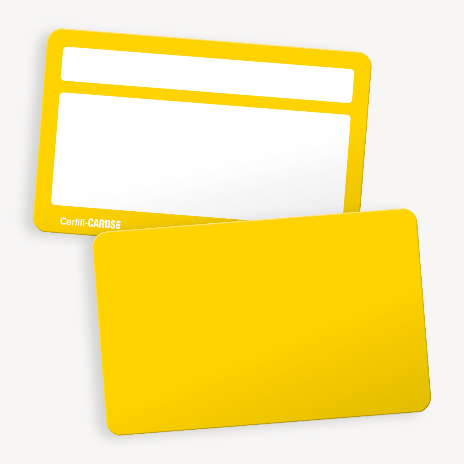 A set of ten yellow CertifiCARDS, the reverse side includes spaces 'Awarded to:' and space to handwrite reason for award.