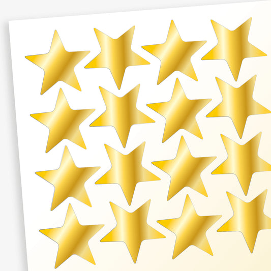 Sheet of 140 metallic 20mm star stickers in gold, designed to motivate and reward.