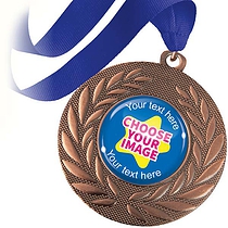 10 Design Your Own Medals - Bronze - Blue Ribbon