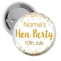 10 Personalised Hen Party Badges - 38mm