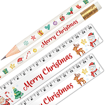 12 Merry Christmas Pencil and Ruler Bundle