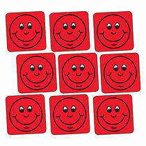 140 Square Smiley Stickers - Red - 16mm