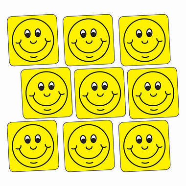 140 Square Smiley Stickers - Yellow - 16mm
