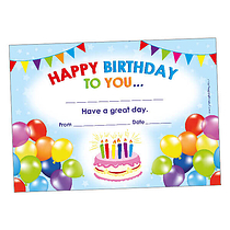 20 Jellybean Scented Happy Birthday To You Certificates - A5