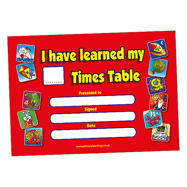 20 Times Tables Certificate - A5