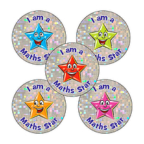 30 Holographic I am a Maths Star Stickers - 25mm