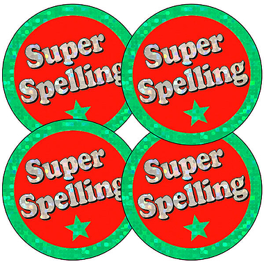 35 Holographic Super Spelling Stickers - 37mm