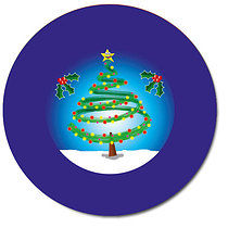 35 Personalised Christmas Tree and Snow Stickers - 37mm