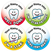35 Personalised Healthcare Dentist Stickers - 37mm