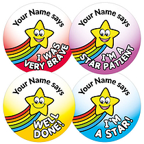 35 Personalised Healthcare Rainbow Star Stickers - 37mm