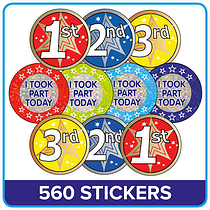 560 Metallic Sports Day Stickers - 37mm