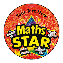 72 Personalised Holographic Maths Star Stickers - 35mm