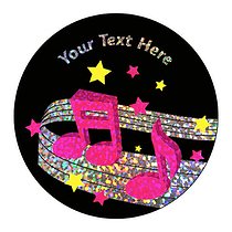 72 Personalised Holographic Music Stickers - 35mm