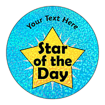 72 Personalised Holographic Star of the Day Stickers - 35mm