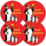 35 Good Manners Penguin Stickers - 37mm
