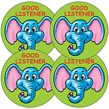 35 Good Listener Elephant Stickers - 37mm