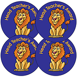 35 Head Teacher's Award Lion Stickers - 37mm