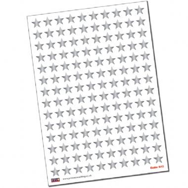 140 Metallic Star Stickers  - Silver - 20mm