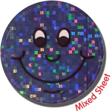35 Holographic Smiley Stickers - 20mm
