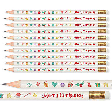 12 Merry Christmas Pencils