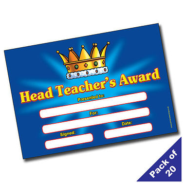 20 Head Teacher's Award Certificates -  A5