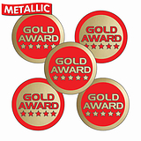 70 Metallic Gold Award Stickers - 25mm