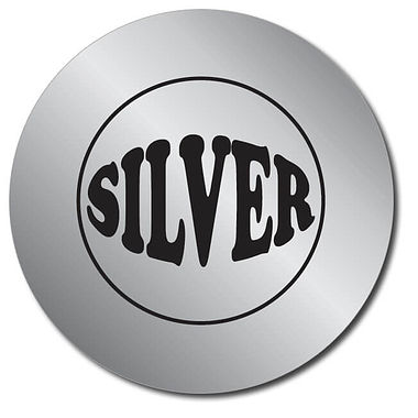 35 Personalised Metallic Silver Stickers - 37mm