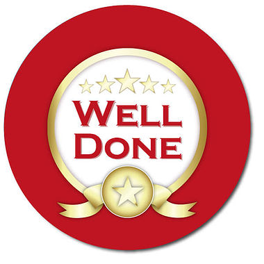35 Personalised Well Done Stickers - Red - 37mm