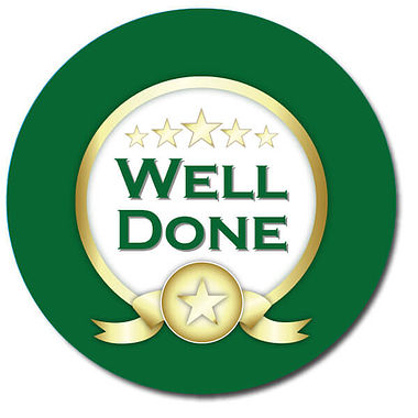 35 Personalised Well Done Stickers - Green - 37mm