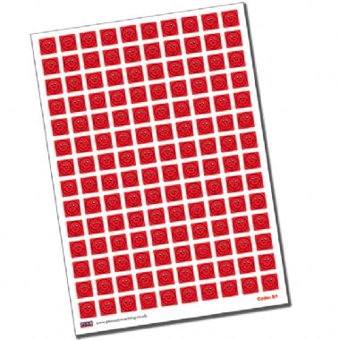 140 Square Smiley Stickers - Red - 16mm