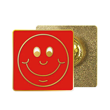 Enamel Smile Badge - Red - 20mm