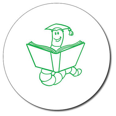 Personalised Bookworm Stamper - Green - 25mm