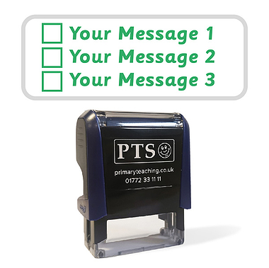 Personalised 3 Tick Box Stamper - Green - 38mm x 14mm