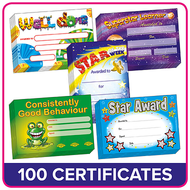 Certificates Value Pack - 5 Designs (100 Certificates - A5)