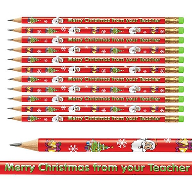 12 Merry Christmas from your Teacher Pencils