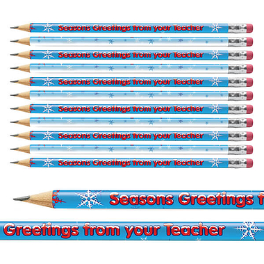 12 Season Greetings Teacher Pencils