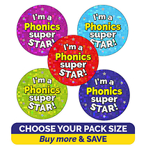 Holographic Phonics Super Star Stickers - 25mm
