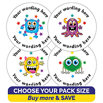 Personalised Bubblegum Scented Monster Stickers - 37mm