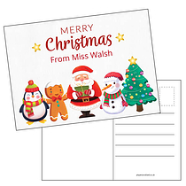 Personalised Christmas Characters Postcard - A6