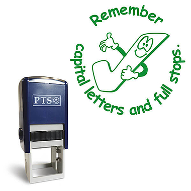 Remember Capital Letters and Full Stops Stamper - Green - 25mm