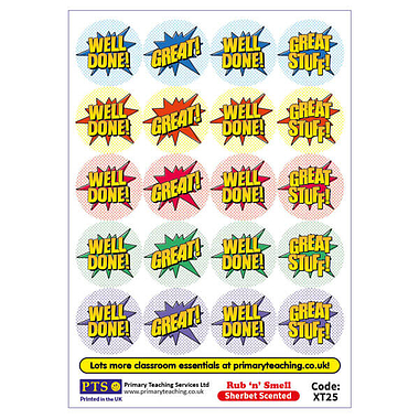 20 Sherbet Scented Pop Art Stickers - 32mm