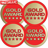 Metallic Gold Award Stickers (45 Stickers - 32mm)
