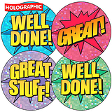 Holographic Comic Style Stickers (37mm x 35)