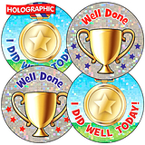 Holographic SPORTS DAY Stickers (37mm x 35)